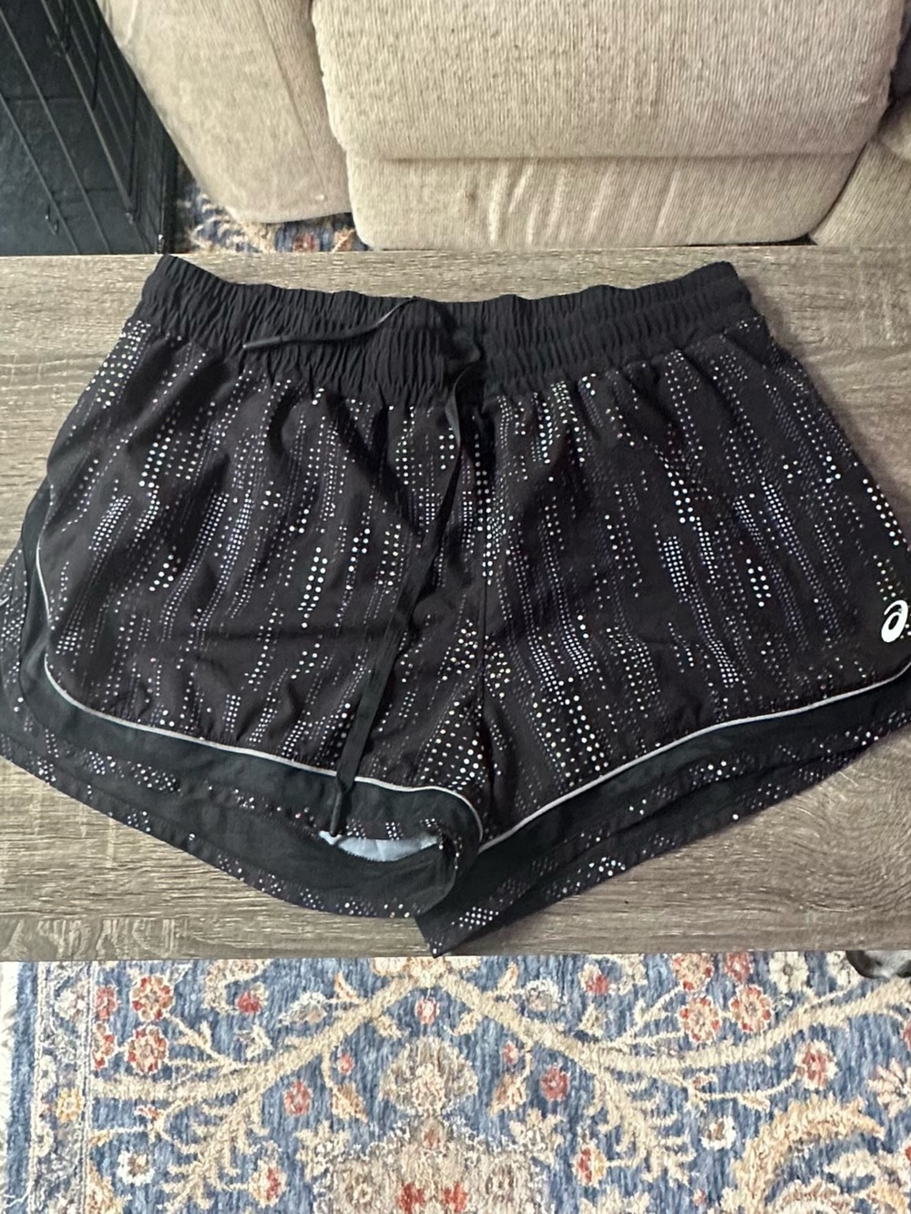 Asics Black Running Shorts with Subtle pattern